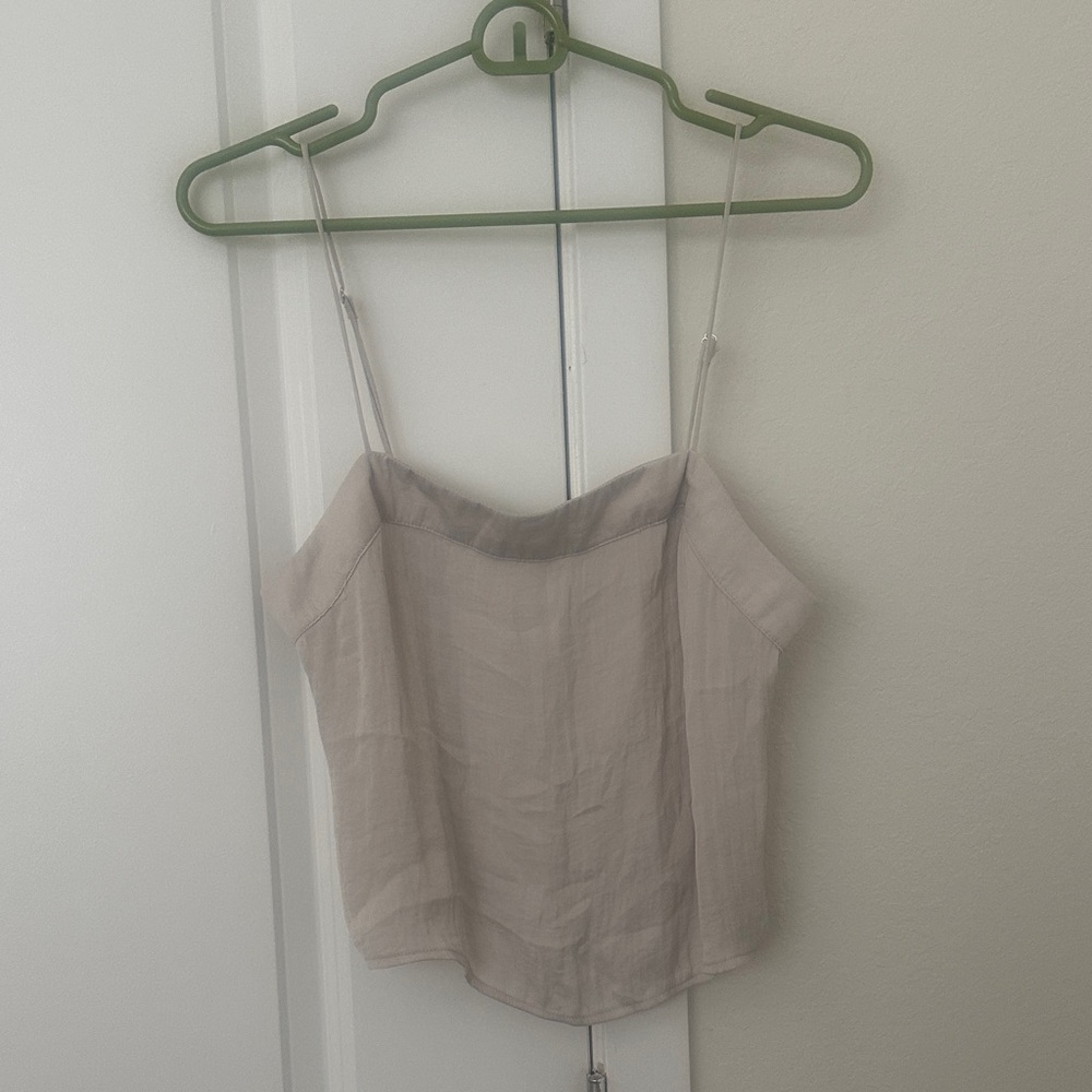 Urban Outfitters Beige Satin Cami Top with Adjustable Straps